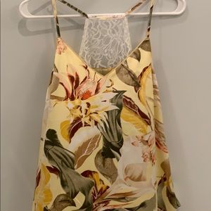 Yellow tropical tank top.